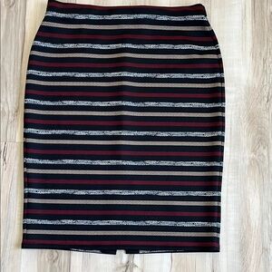 Striped Women's Skirt - Black, Red, and Tan